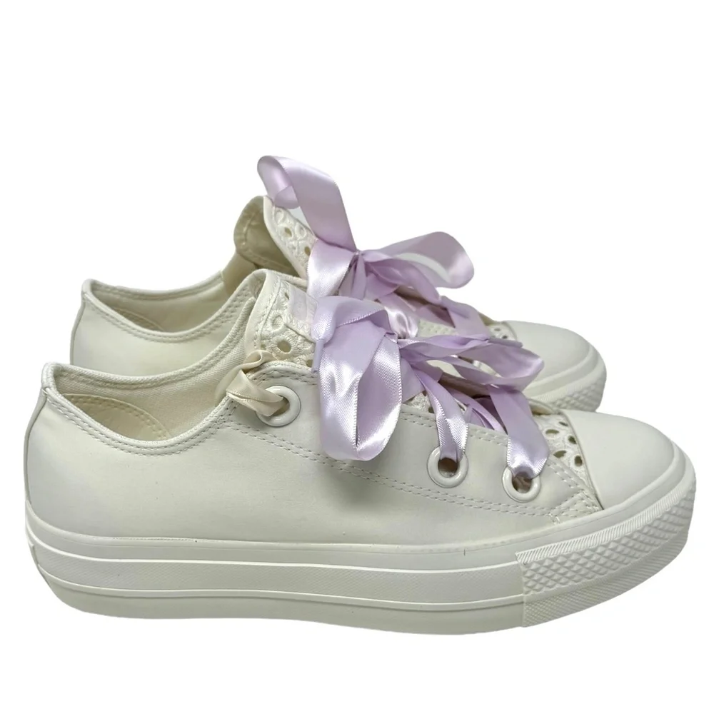 Converse Chuck Taylor Lift Platform Low Shoe Women Sneakers Egret Canvas A10301C